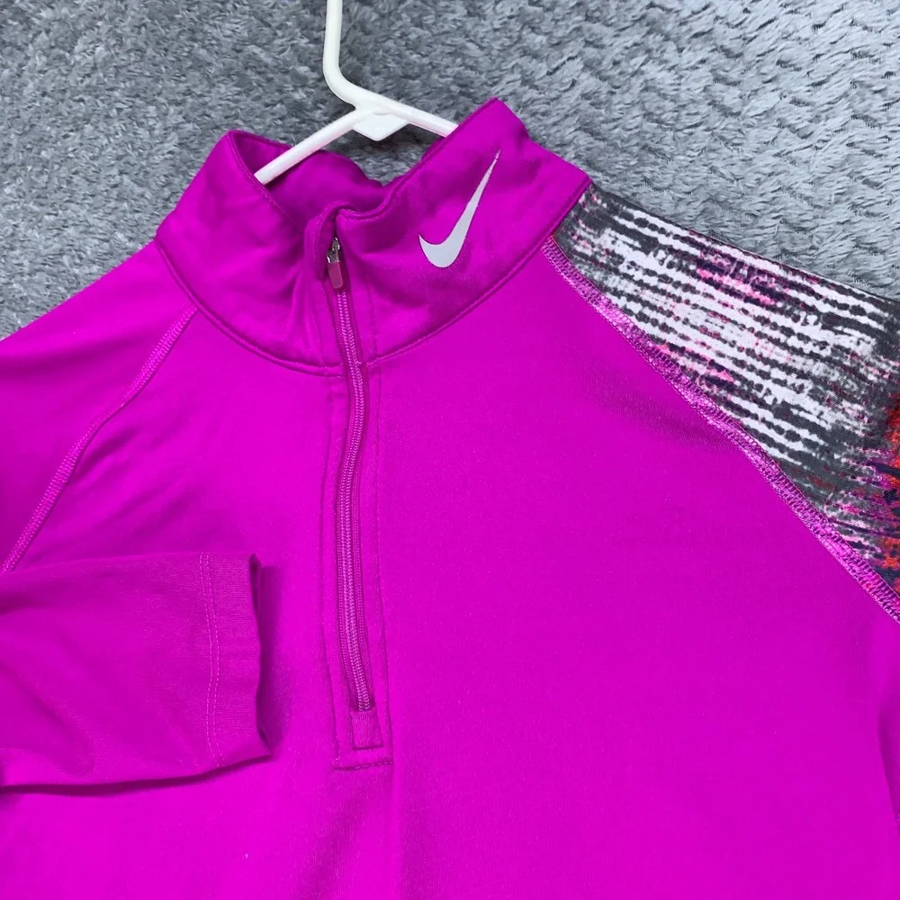 Nike Pro Combat Pullover Women Size M Pink Therma-FIT Dri-FIT Quarter Zip Top